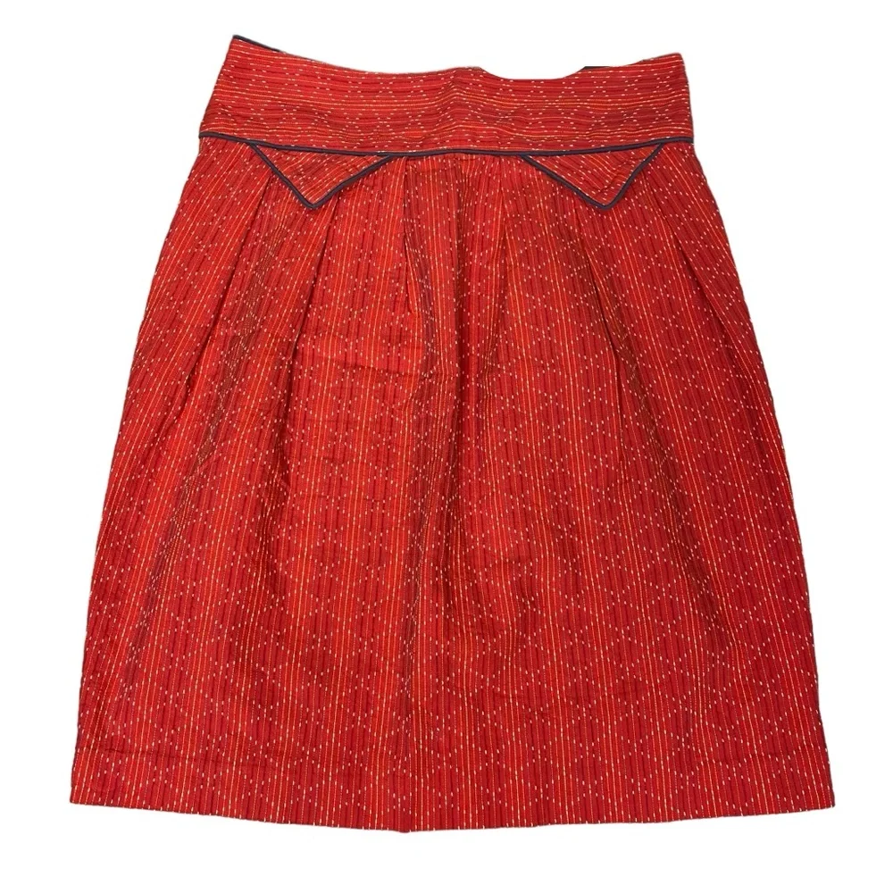Anthropologie Red Textured A-Line Skirt